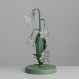 Szklana Lampa Stołowa w Kwiatowym Stylu | Dekoracyjna Lampka do Sypialni i Salonu