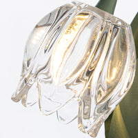 Szklana Lampa Stołowa w Kwiatowym Stylu | Dekoracyjna Lampka do Sypialni i Salonu