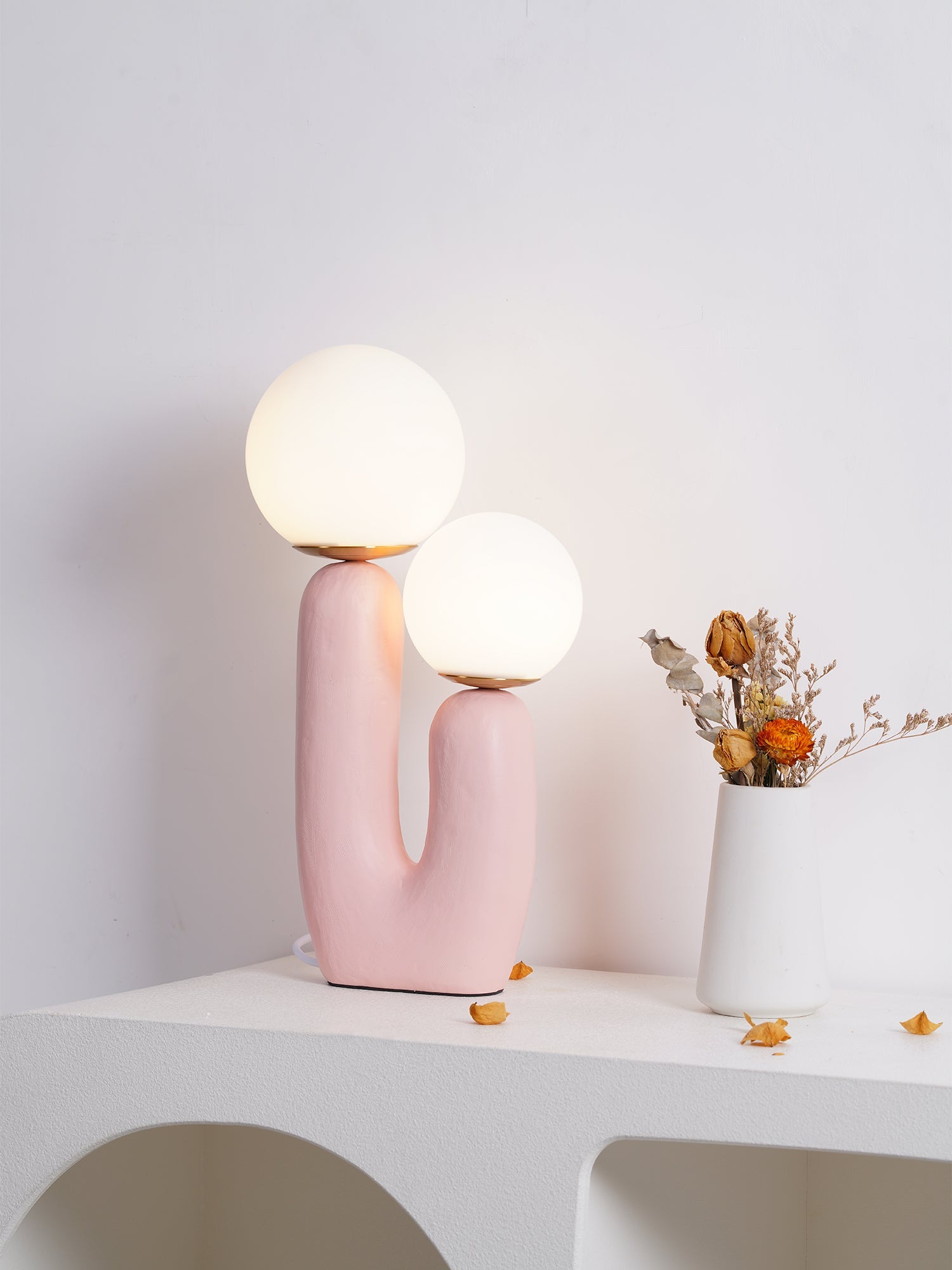 Designerska Lampa Stołowa z Podwójną Kulą | Nowoczesna Lampka Stojąca LED do Salonu