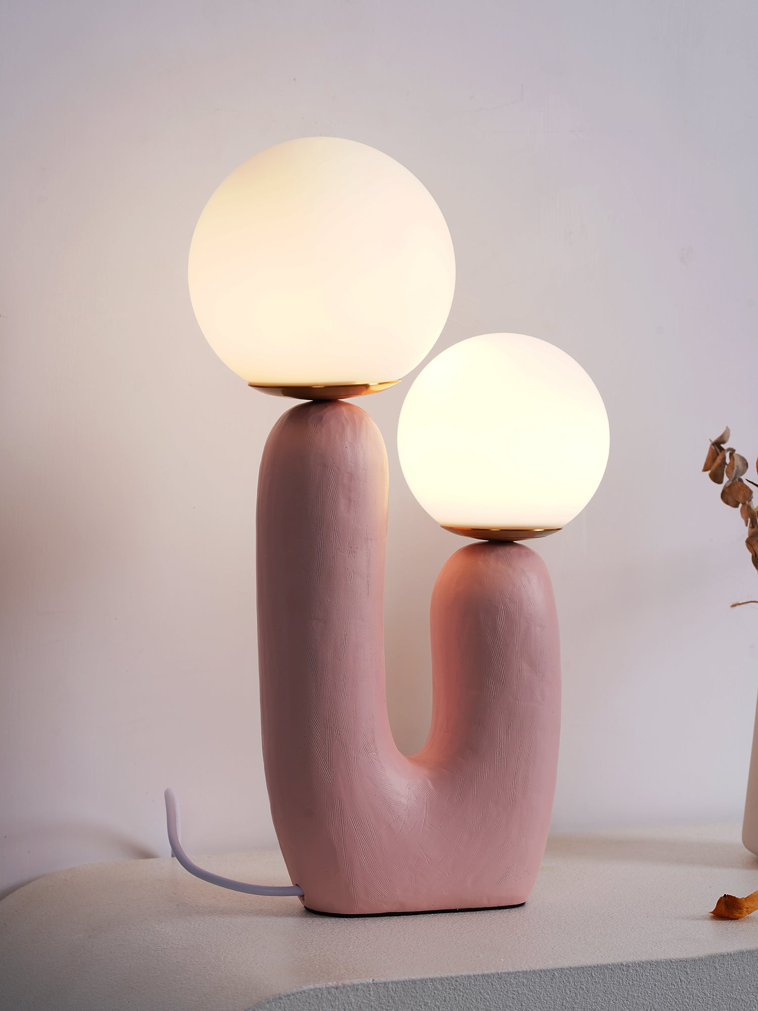 Designerska Lampa Stołowa z Podwójną Kulą | Nowoczesna Lampka Stojąca LED do Salonu