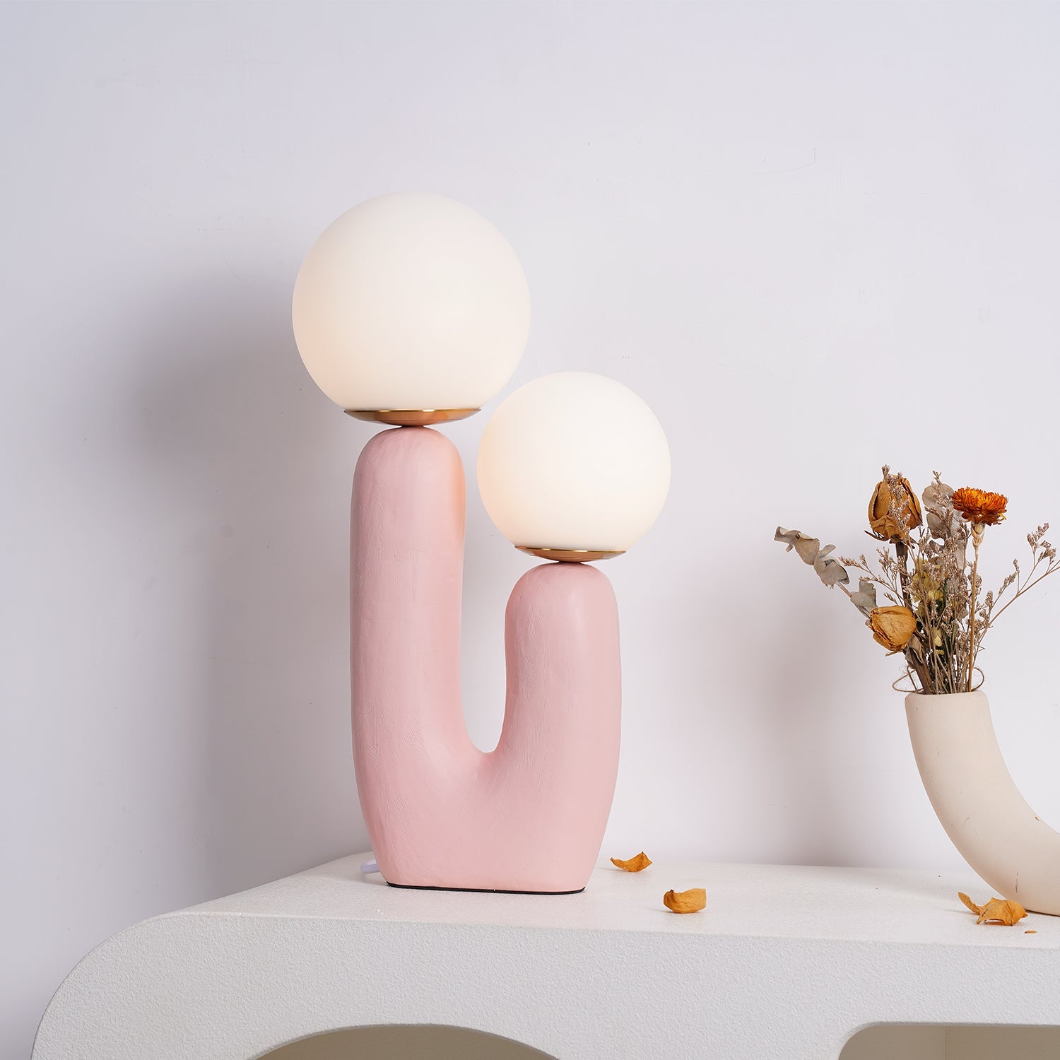 Designerska Lampa Stołowa z Podwójną Kulą | Nowoczesna Lampka Stojąca LED do Salonu