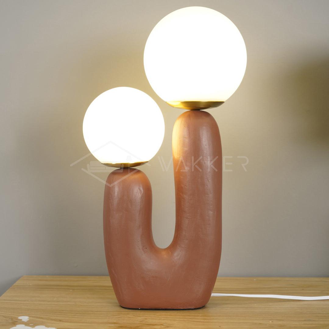 Designerska Lampa Stołowa z Podwójną Kulą | Nowoczesna Lampka Stojąca LED do Salonu