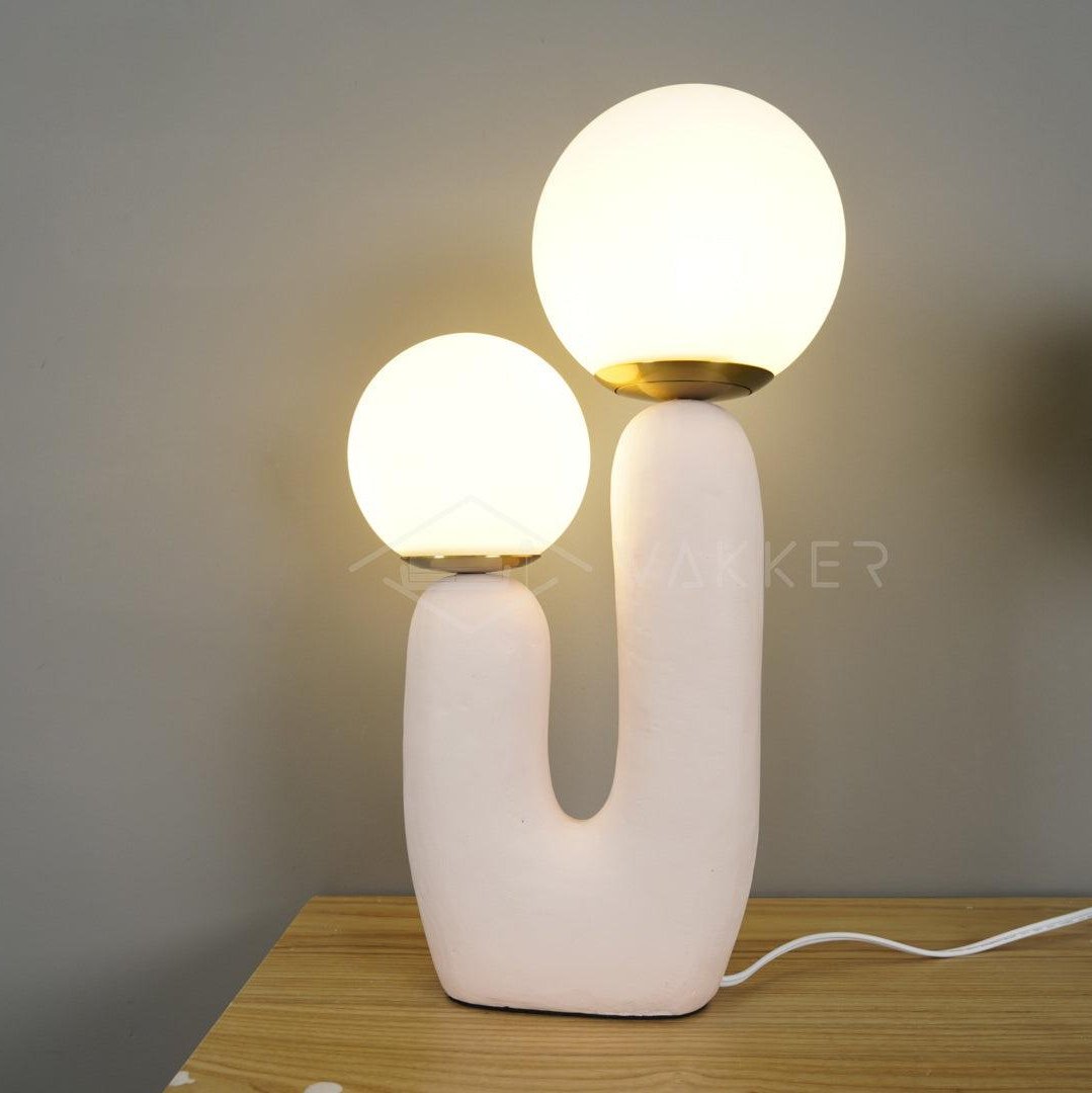 Designerska Lampa Stołowa z Podwójną Kulą | Nowoczesna Lampka Stojąca LED do Salonu