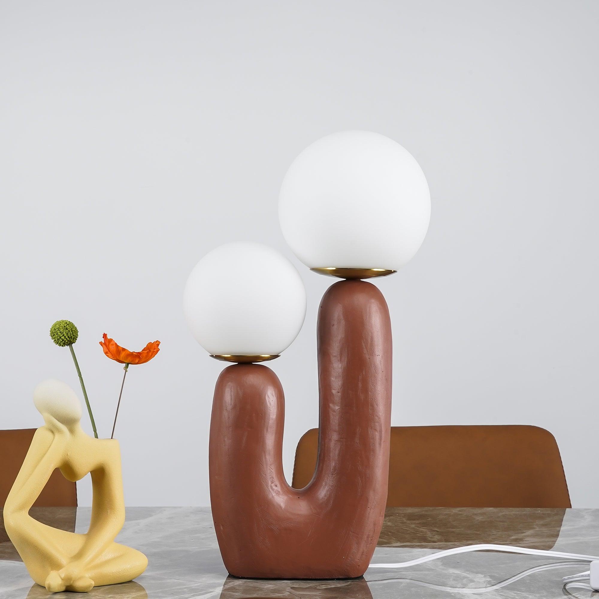 Designerska Lampa Stołowa z Podwójną Kulą | Nowoczesna Lampka Stojąca LED do Salonu