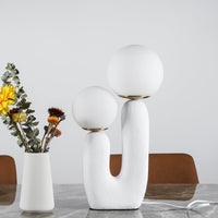 Designerska Lampa Stołowa z Podwójną Kulą | Nowoczesna Lampka Stojąca LED do Salonu