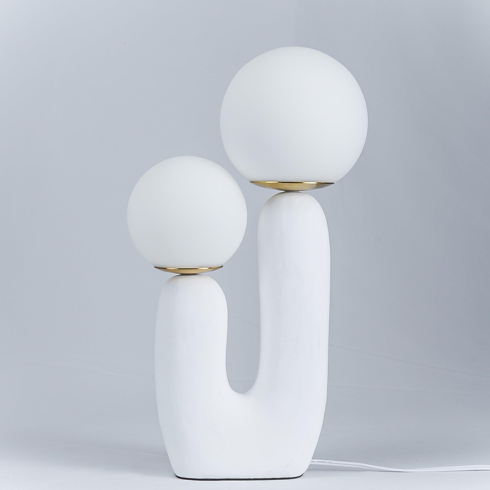 Designerska Lampa Stołowa z Podwójną Kulą | Nowoczesna Lampka Stojąca LED do Salonu