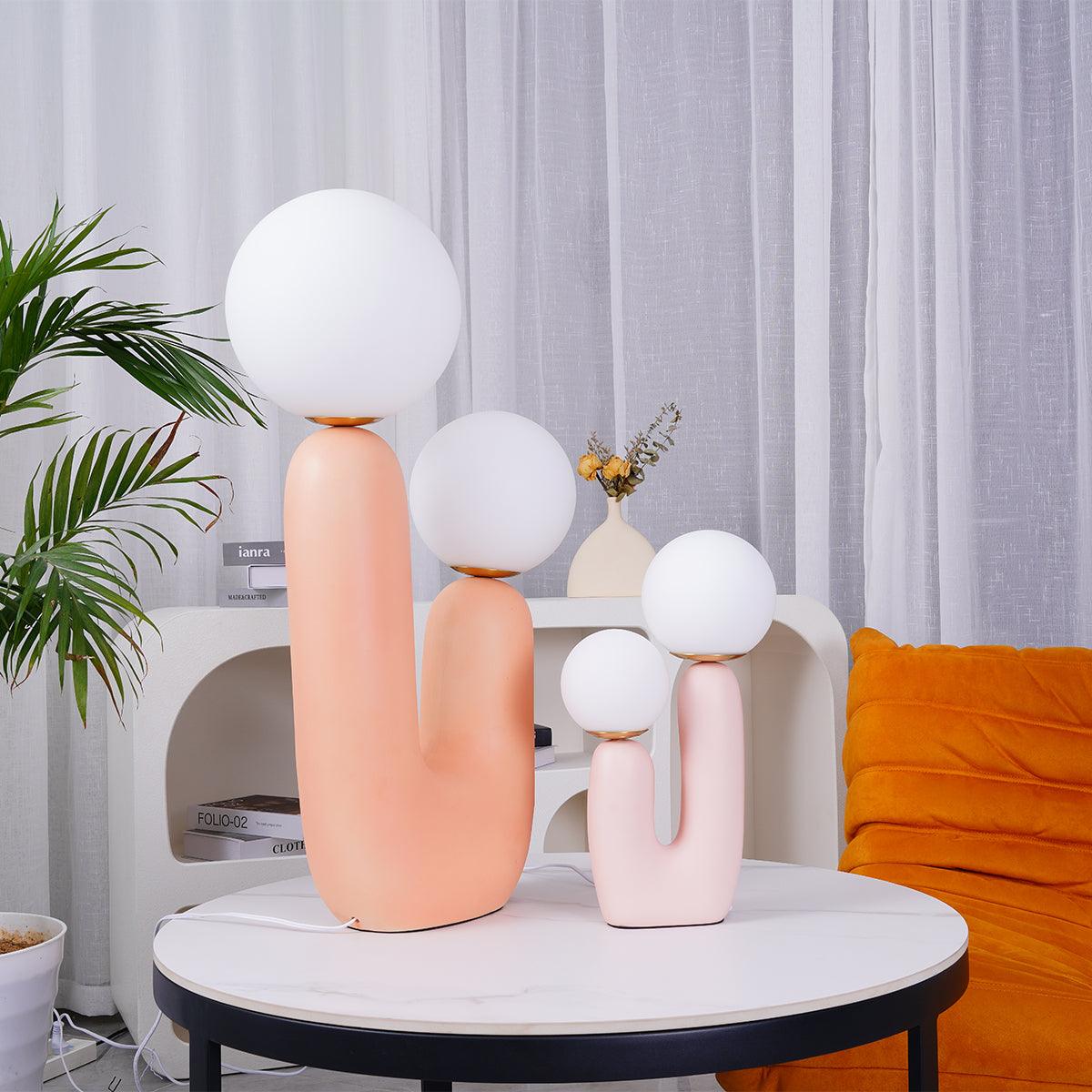 Designerska Lampa Stołowa z Podwójną Kulą | Nowoczesna Lampka Stojąca LED do Salonu