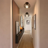 Czarna Lampa Sufitowa w Stylu Industrialnym | Nowoczesny Plafon do Korytarza i Sypialni