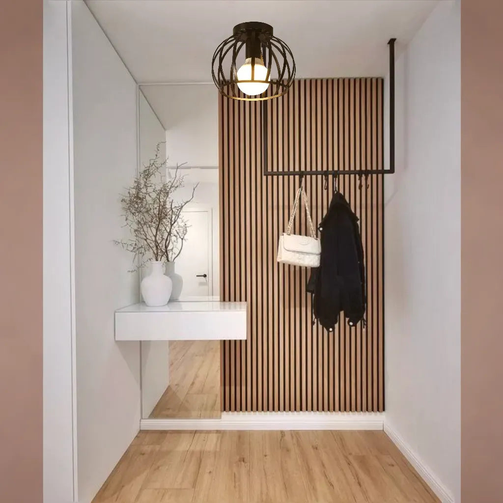 Czarna Lampa Sufitowa w Stylu Industrialnym | Nowoczesny Plafon do Korytarza i Sypialni