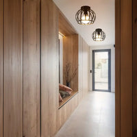 Czarna Lampa Sufitowa w Stylu Industrialnym | Nowoczesny Plafon do Korytarza i Sypialni