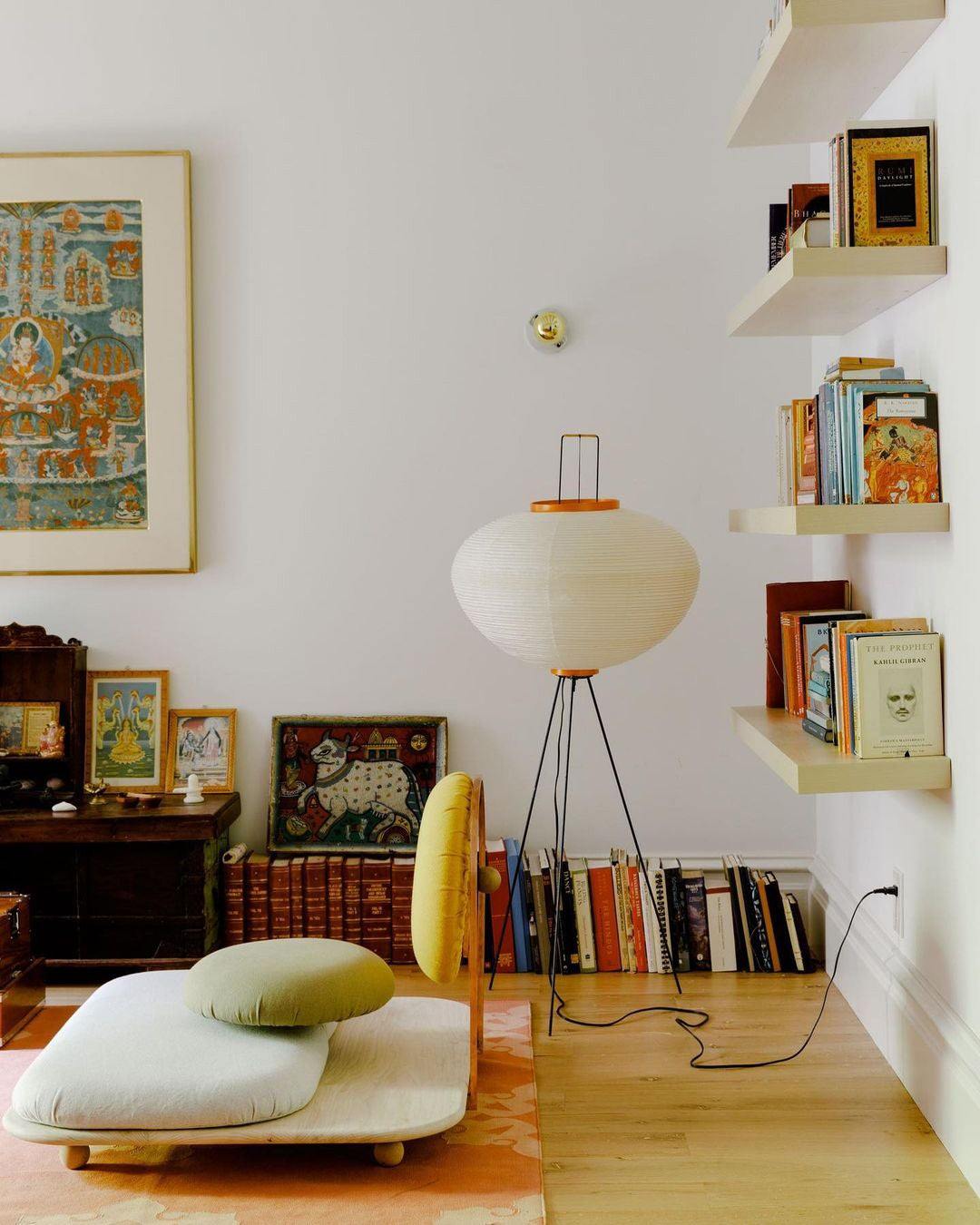 Lampa podłogowa w stylu japońskim | Nowoczesna lampa stojąca z papierowym abażurem