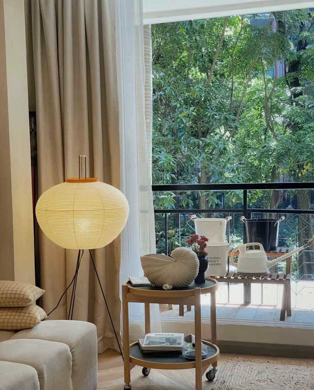 Lampa podłogowa w stylu japońskim | Nowoczesna lampa stojąca z papierowym abażurem