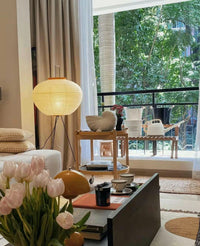 Lampa podłogowa w stylu japońskim | Nowoczesna lampa stojąca z papierowym abażurem