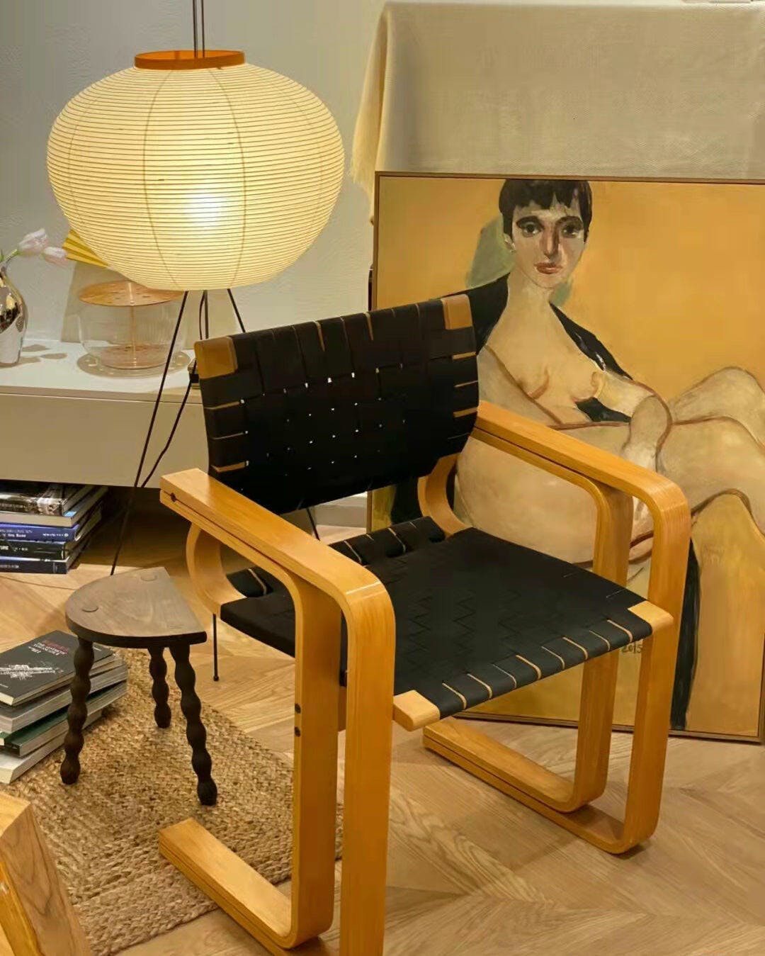 Lampa podłogowa w stylu japońskim | Nowoczesna lampa stojąca z papierowym abażurem