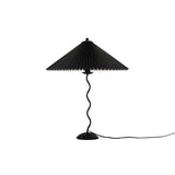 Lampa Stołowa w Stylu Nordyckim z Plisowanym Kloszem | Designerska Lampka Stojąca do Salonu