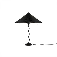 Lampa Stołowa w Stylu Nordyckim z Plisowanym Kloszem | Designerska Lampka Stojąca do Salonu