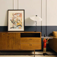 Lampa Stołowa w Stylu Nordyckim z Plisowanym Kloszem | Designerska Lampka Stojąca do Salonu