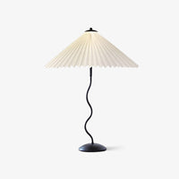 Lampa Stołowa w Stylu Nordyckim z Plisowanym Kloszem | Designerska Lampka Stojąca do Salonu