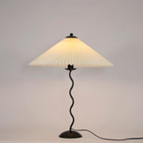 Lampa Stołowa w Stylu Nordyckim z Plisowanym Kloszem | Designerska Lampka Stojąca do Salonu