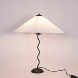 Lampa Stołowa w Stylu Nordyckim z Plisowanym Kloszem | Designerska Lampka Stojąca do Salonu