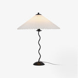 Lampa Stołowa w Stylu Nordyckim z Plisowanym Kloszem | Designerska Lampka Stojąca do Salonu