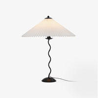 Lampa Stołowa w Stylu Nordyckim z Plisowanym Kloszem | Designerska Lampka Stojąca do Salonu