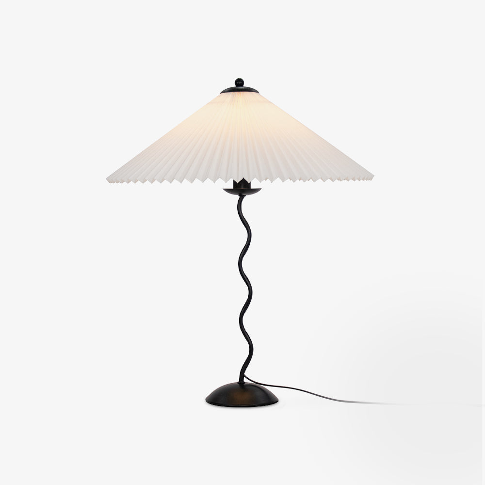Lampa Stołowa w Stylu Nordyckim z Plisowanym Kloszem | Designerska Lampka Stojąca do Salonu