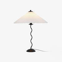 Lampa Stołowa w Stylu Nordyckim z Plisowanym Kloszem | Designerska Lampka Stojąca do Salonu