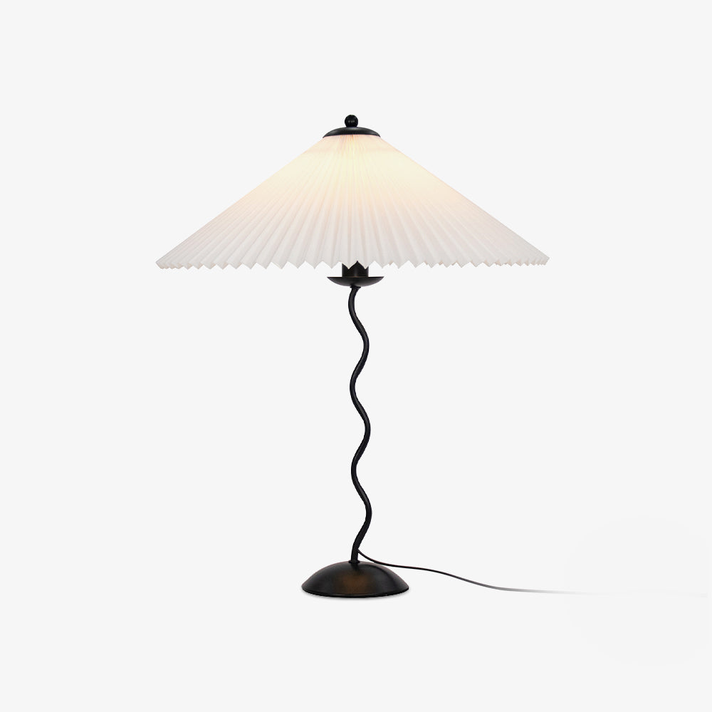 Lampa Stołowa w Stylu Nordyckim z Plisowanym Kloszem | Designerska Lampka Stojąca do Salonu