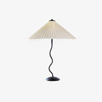 Lampa Stołowa w Stylu Nordyckim z Plisowanym Kloszem | Designerska Lampka Stojąca do Salonu