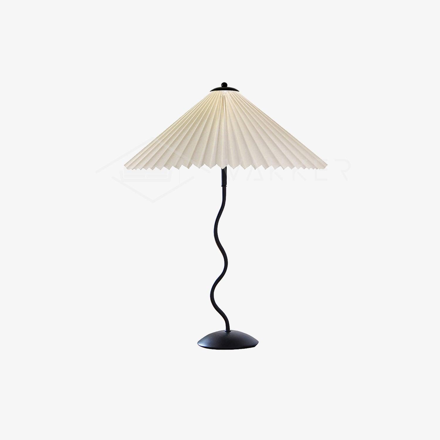 Lampa Stołowa w Stylu Nordyckim z Plisowanym Kloszem | Designerska Lampka Stojąca do Salonu