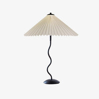 Lampa Stołowa w Stylu Nordyckim z Plisowanym Kloszem | Designerska Lampka Stojąca do Salonu