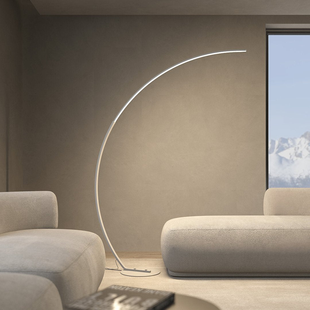 Lampa Stojąca LED w Formie Łuku do Salonu | Nowoczesna Lampa Podłogowa