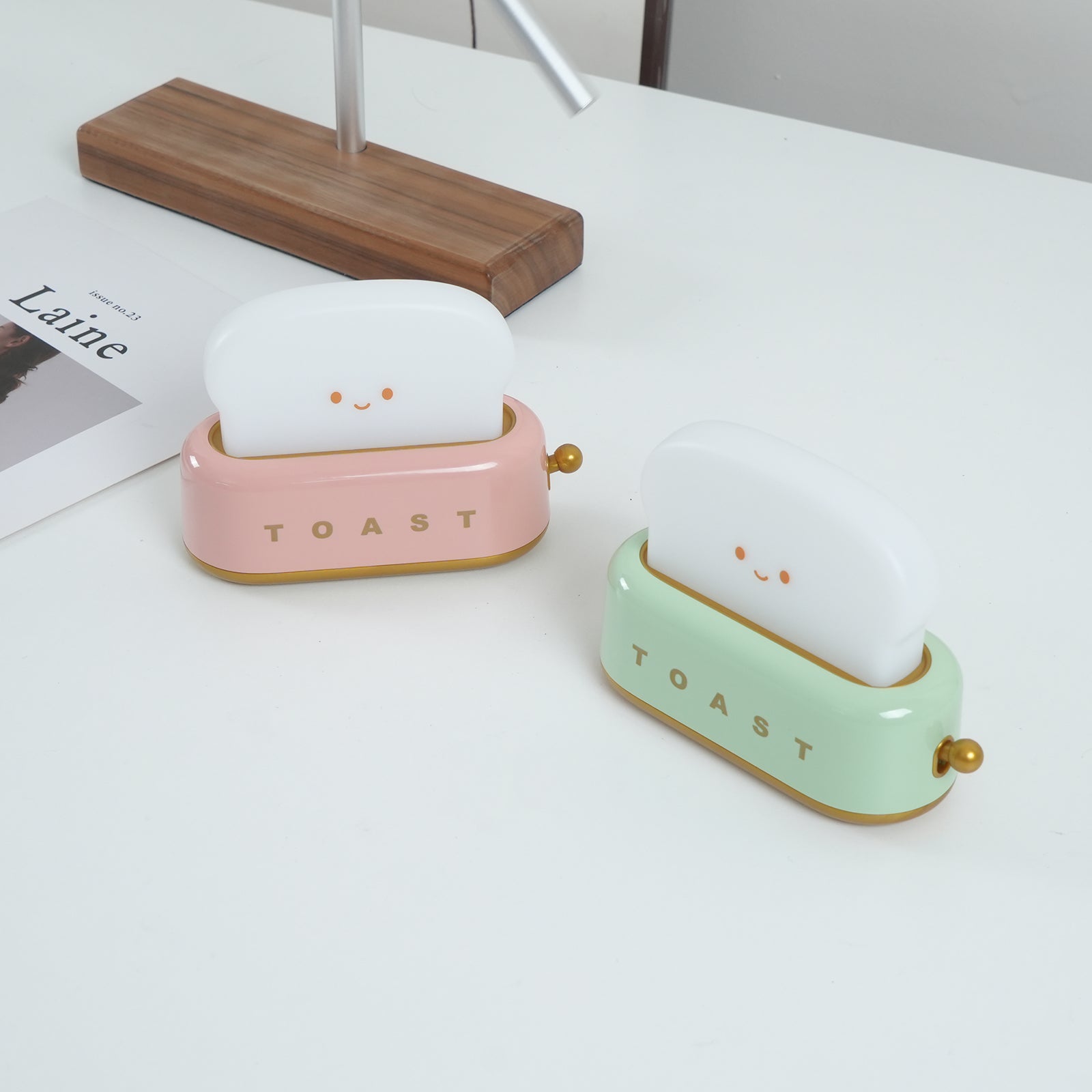 Lampka Nocna w Kształcie Tostera | Ładowalna Lampa Stołowa