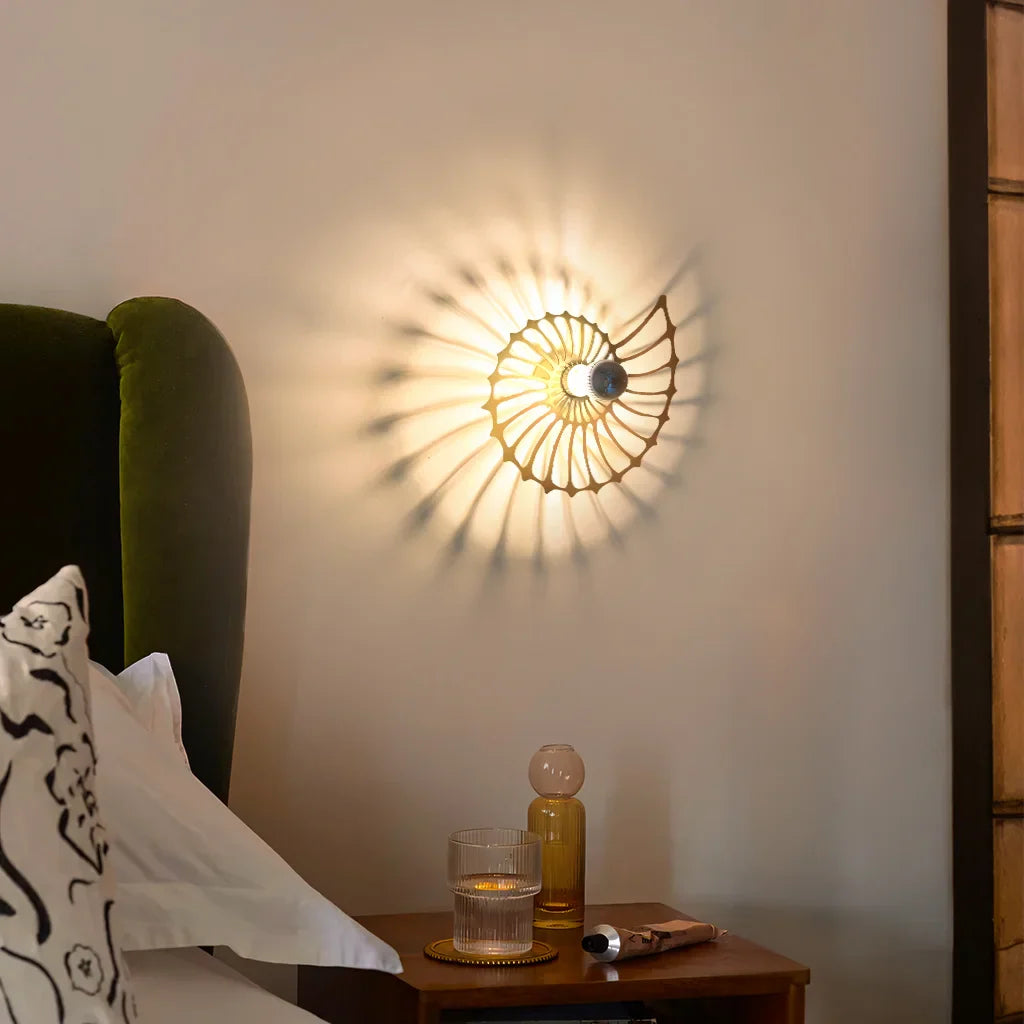 Kinkiet LED w unikalnym stylu Nautilus | Dekoracyjna lampa ścienna do salonu i sypialni