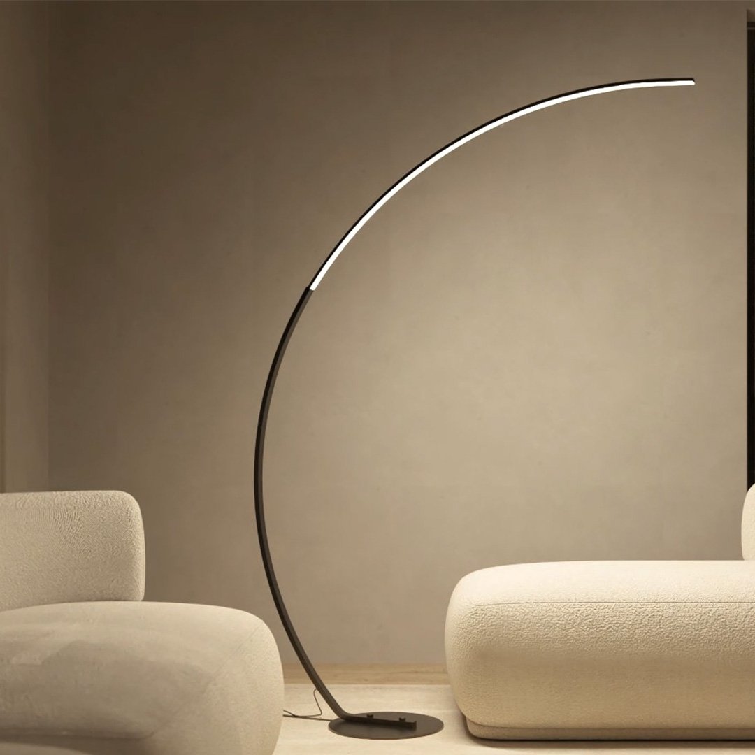 Lampa Stojąca LED w Formie Łuku do Salonu | Nowoczesna Lampa Podłogowa