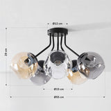 Lampa Sufitowa z 5 Kloszami Szklanymi | Designerski Plafon LED do Salonu