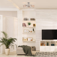 Lampa Sufitowa 3-Punktowa Chromowana | Nowoczesna Lampa z Kloszami Kryształowymi