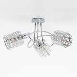 Lampa Sufitowa 3-Punktowa Chromowana | Nowoczesna Lampa z Kloszami Kryształowymi