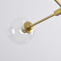 Lampa Wisząca Złota 7-Punktowa | Nowoczesna Lampa Sufitowa z Kloszami Szklanymi