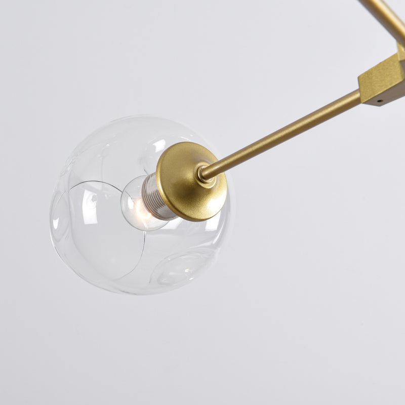 Lampa Wisząca Złota 7-Punktowa | Nowoczesna Lampa Sufitowa z Kloszami Szklanymi