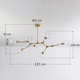 Lampa Wisząca Złota 7-Punktowa | Nowoczesna Lampa Sufitowa z Kloszami Szklanymi