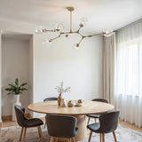 Lampa Wisząca Złota 7-Punktowa | Nowoczesna Lampa Sufitowa z Kloszami Szklanymi