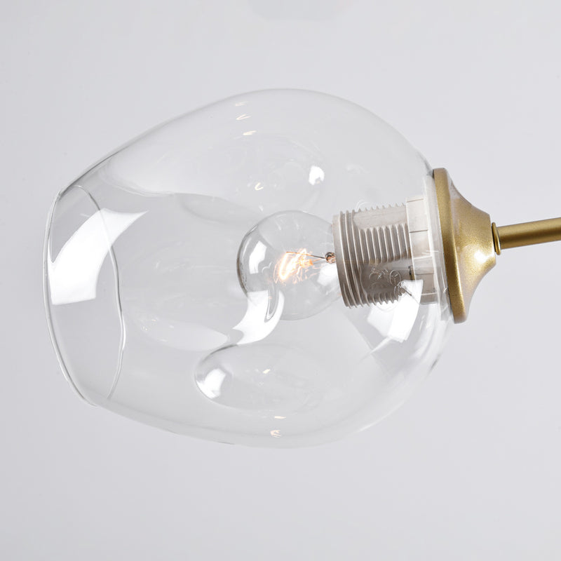 Lampa Wisząca Złota 7-Punktowa | Nowoczesna Lampa Sufitowa z Kloszami Szklanymi