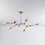 Lampa Wisząca Złota 7-Punktowa | Nowoczesna Lampa Sufitowa z Kloszami Szklanymi