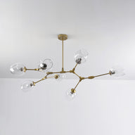 Lampa Wisząca Złota 7-Punktowa | Nowoczesna Lampa Sufitowa z Kloszami Szklanymi