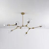 Lampa Wisząca Złota 7-Punktowa | Nowoczesna Lampa Sufitowa z Kloszami Szklanymi
