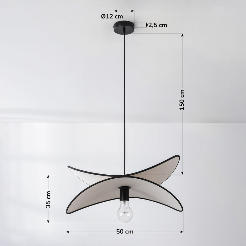 Lampa Wisząca Lniana Biało-Czarna | Nowoczesna Lampa Sufitowa