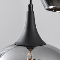 Lampa Wisząca 3-Punktowa Czarna | Nowoczesna Lampa Sufitowa z Kloszami Dymionymi