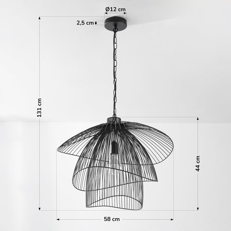 Lampa Wisząca Designerska Czarna | Nowoczesna Lampa Sufitowa z Metalową Formą